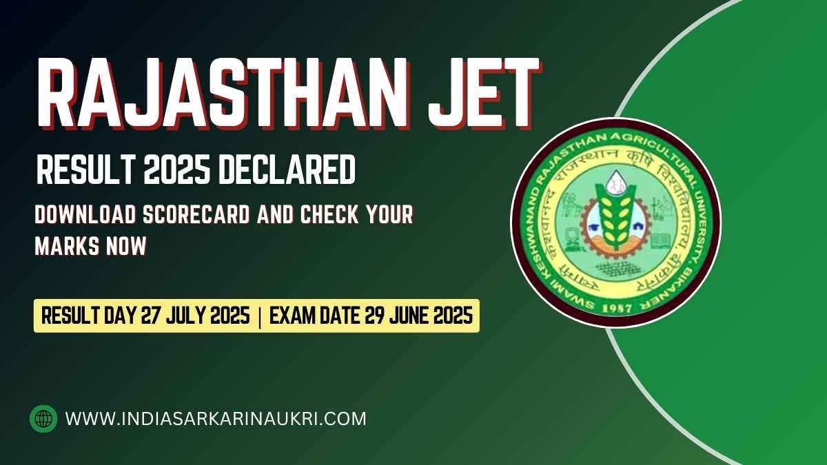 Rajasthan JET Result 2025 Declared –  Check 1st Stage Collage Allotment Letter